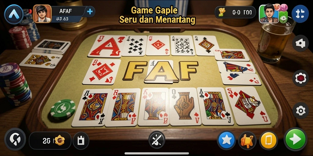 Tampilan gameplay AFAF yang menarik dan interaktif dalam permainan Gaple.