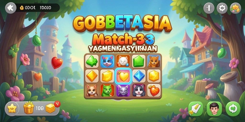 Tampilan gameplay seru GOBETASIA dalam genre Match-3.