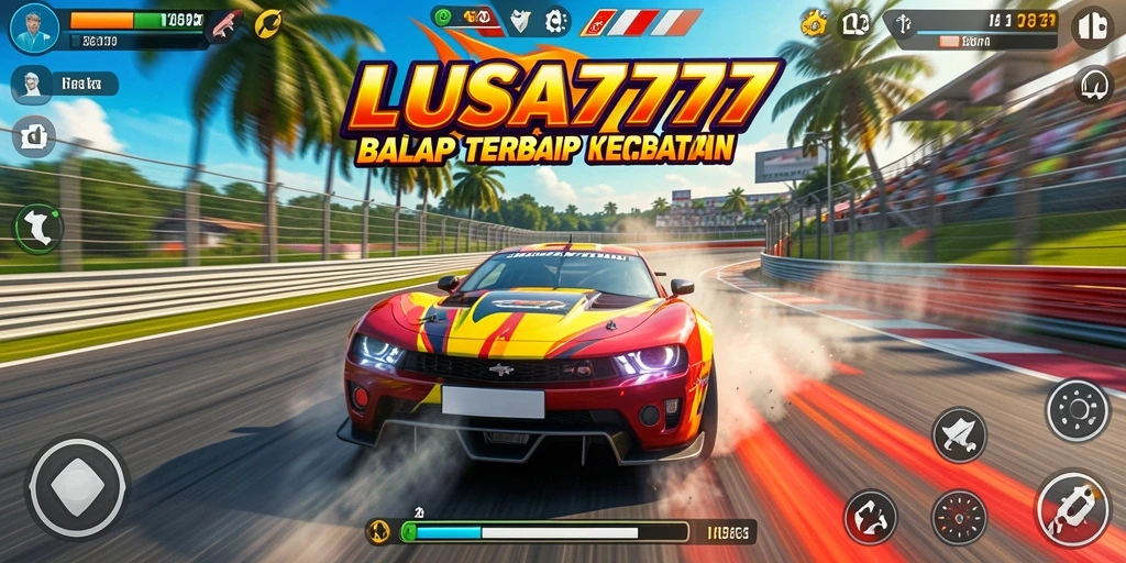 Screenshot utama LUSA777 menampilkan momen balapan yang intens dan penuh aksi.