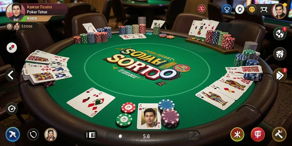 Gameplay menarik SORTOTO yang menampilkan aksi Poker seru.