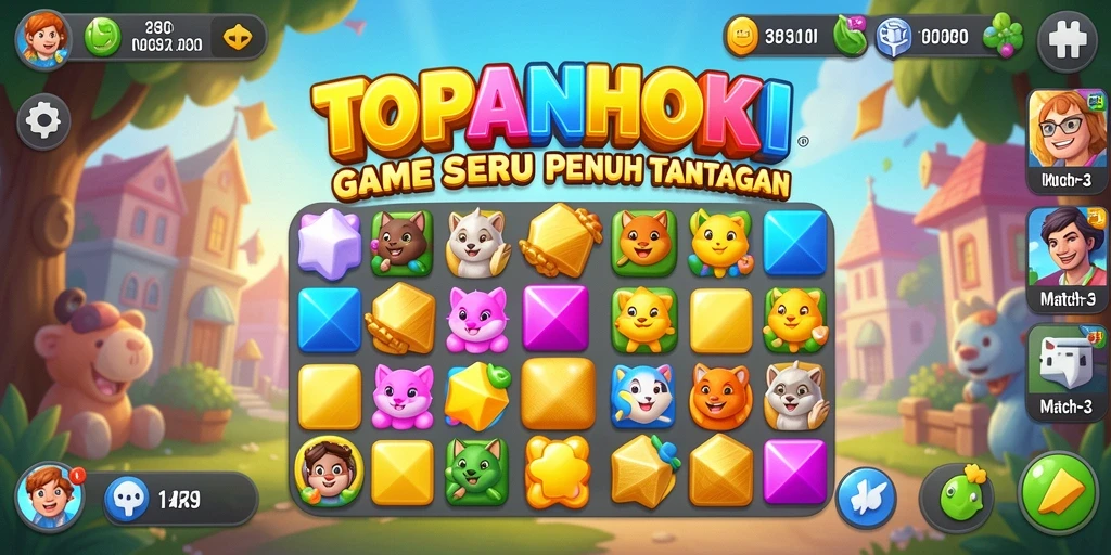 Tampilan gameplay penuh warna dari TOPANHOKI di layar smartphone.